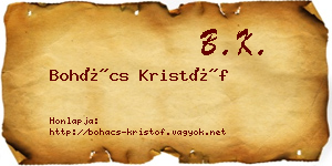 Bohács Kristóf névjegykártya